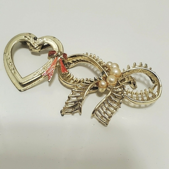 Impressive Solid Silver Heart Bow & Swag Marcasite set Brooch 🌴 - Picture 2 of 5